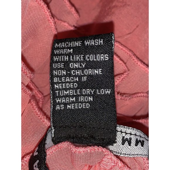 ANTILIA FEMME Sz LARGE Peach Ruffled Neck Sleeveless Peasant Blouse Boho EUC - Picture 9 of 9